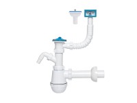 Tycner Syfon zlewozmywakowy butelkowy 70 mm z przelewem prostokątnym, 1 1/2 x 40