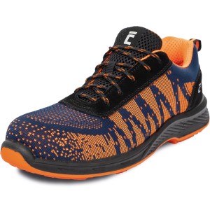 But t.b.t. roboczy w kolorze niebiesko-pomarańczowym, sznurowany z czarną podeszwą.