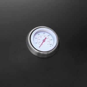 Zbliżenie termometru na grillu gazowym t.b.t.