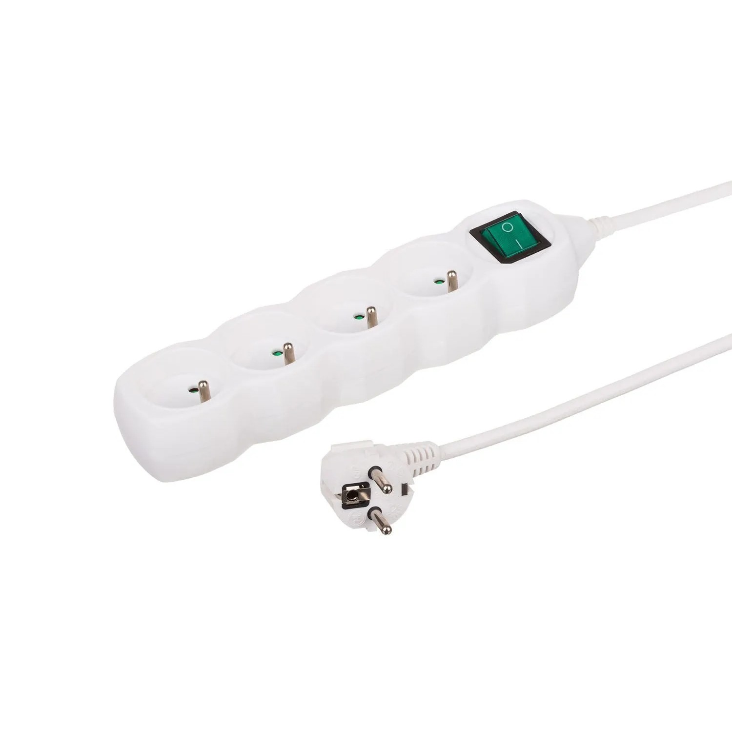 Düwi Przedłużacz listwowy 4-gniazdowy z włącznikiem 2P+Z 3x1,0mm2 biały 5 m