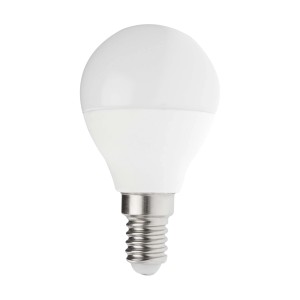 Biała żarówka LED E14 z małą okrągłą główką.