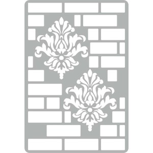 Szablon ścienny t.b.t. z motywem kwiatowym i efektem cegły do kreatywnej dekoracji ścian.