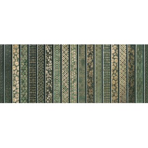 Listwy dekoracyjne t.b.t. w różnych wzorach, zielono-złote.