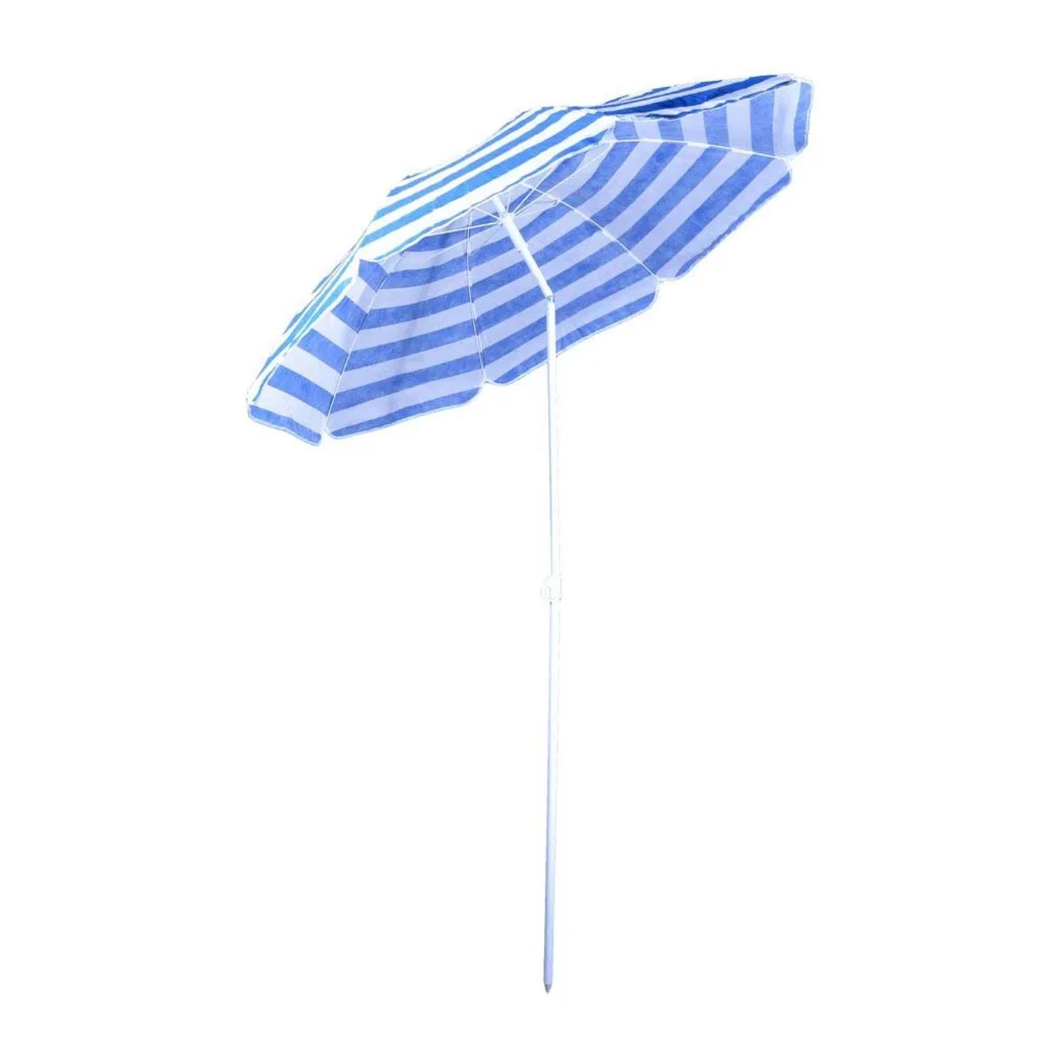 Parasol t.b.t. w niebiesko-białe paski do ogrodu lub na balkon.
