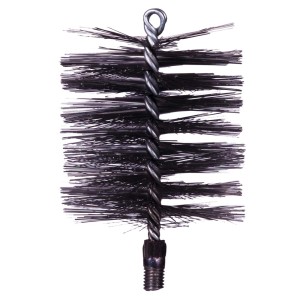 Szczotka kominowa, akcesoria kominkowe z drutu i gwintowanym złączem.