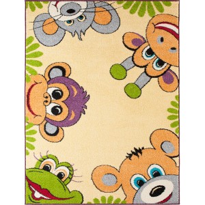 t.b.t. Dywan z krótkim włosiem z motywami zwierzęcymi do pokoju dziecięcego.