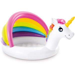 Basen dla dzieci Intex Unicorn z tęczowym daszkiem.