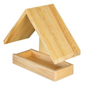 Drewniany karmnik dla ptaków do ogrodu, naturalny.