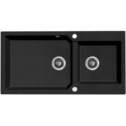 Laveo Zlewozmywak Milos 2-komorowy czarny - 98 x 50 cm