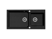 Laveo Zlewozmywak Milos 2-komorowy czarny - 98 x 50 cm