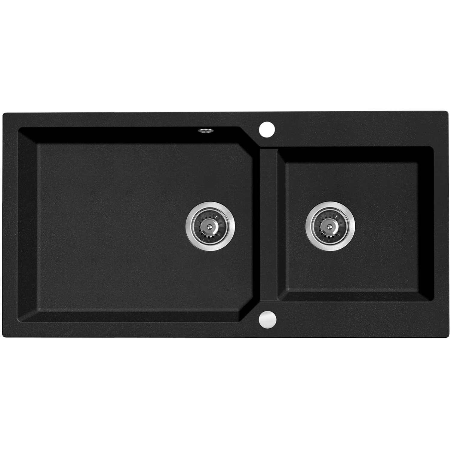 Laveo Zlewozmywak Milos 2-komorowy czarny - 98 x 50 cm