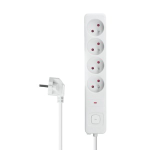 DPM Listwa ochronna z wyłącznikiem 4-gniazdowa 2P+Z biała 3 m