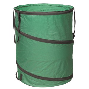 Zielony worek ogrodowy Pop Up o pojemności 150 l do zbierania odpadów ogrodowych.