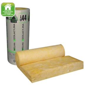 Rolka i mata z żółtej wełny mineralnej.