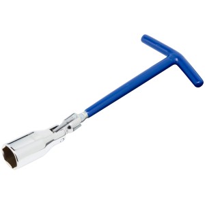 Klucz do świec zapłonowych LUX 21 mm Classic z niebieskim uchwytem T i przegubem Cardana.