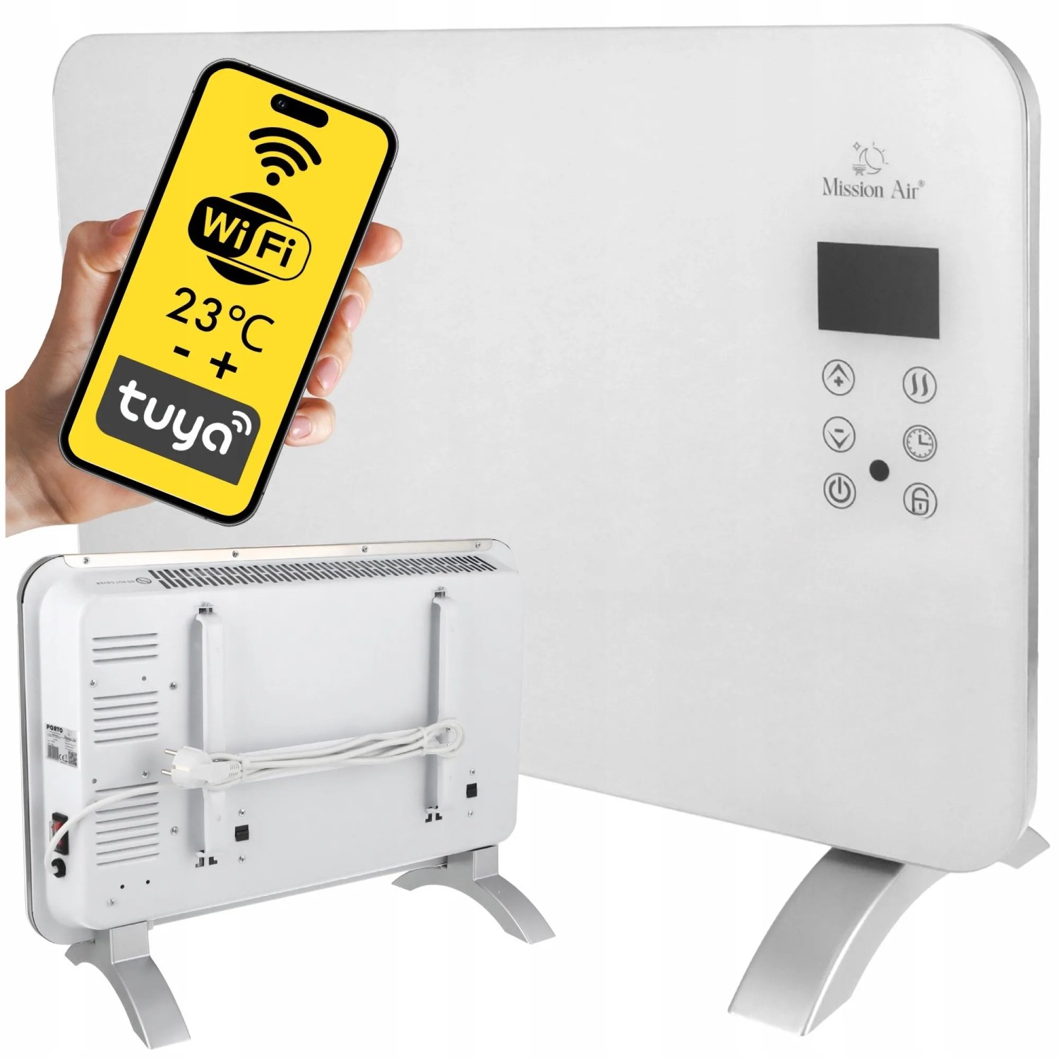 Mission Air Konwektor elektryczny Porto biały WiFi 1000W