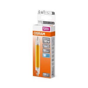 Żarówka LED OSRAM R7S, 60W, Cool White w pudełku.