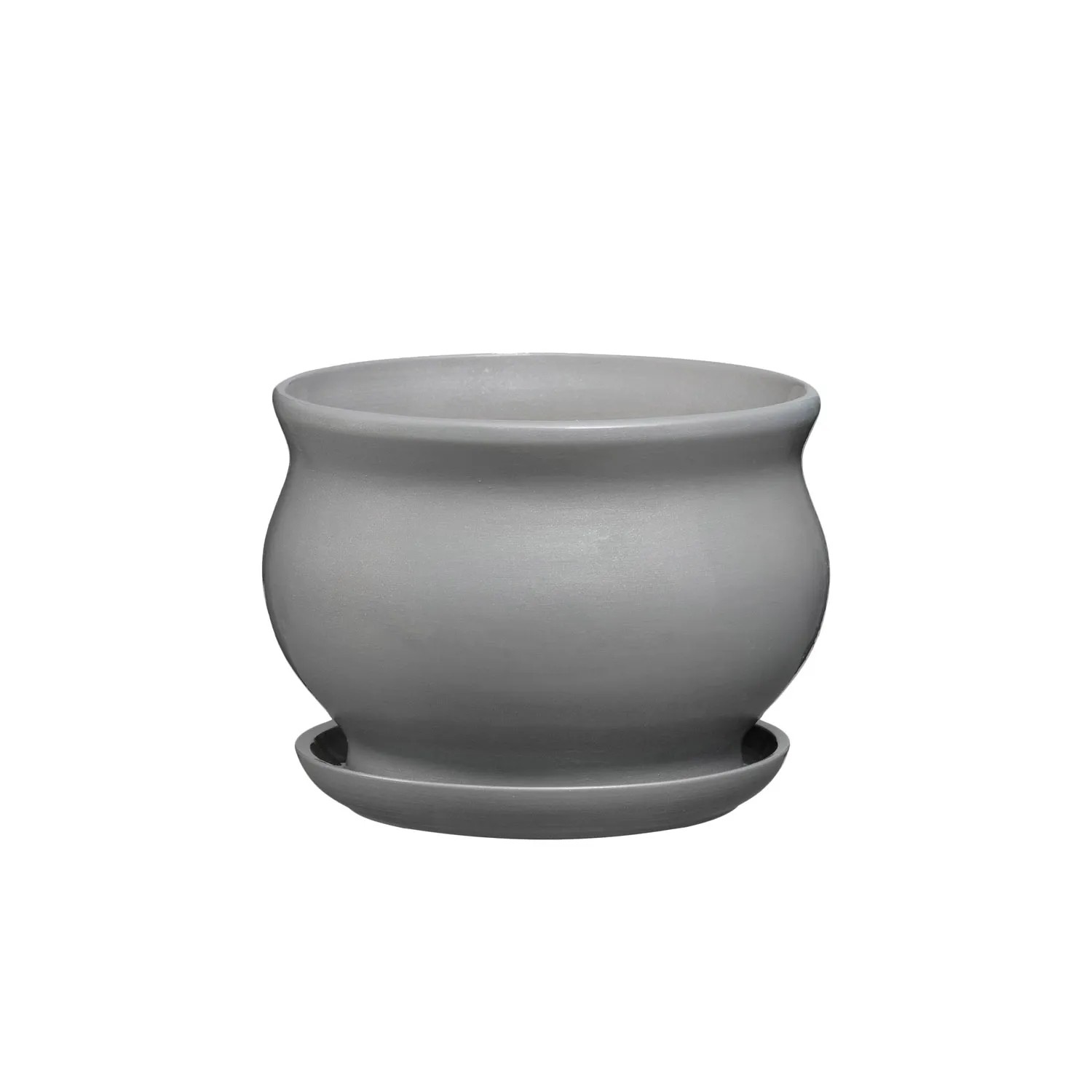 Doniczka z podstawką Kokarda szary mat - 23,5 cm