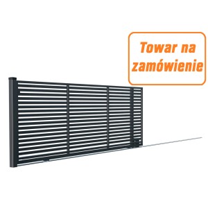 Czarny metalowy element ogrodzeniowy t.b.t. do ogrodu.