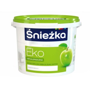 Wiadro białej farby do ścian Śnieżka Eko, hipoalergiczna, 3L.