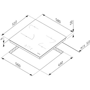 Pyramis Płyta ceramiczna PHC61510FMW biała 58 cm