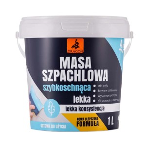 Wiadro gotowej do użycia masy szpachlowej do drewna, metalu i lakierów.