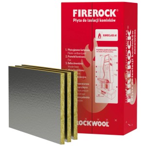 Płyta z wełny mineralnej FIRE ROCK do izolacji kominków, zbliżenie na strukturę materiału.