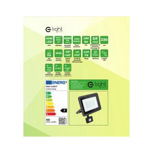 Reflektor LED z czujnikiem ruchu, karta danych produktu.