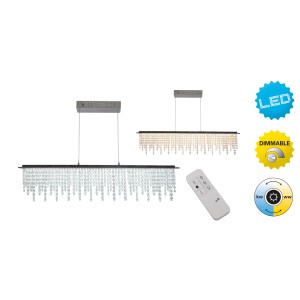 Lampa wisząca LED Näve Diamonds Chrome, ściemnialna z kryształami. Nowoczesna lampa do salonu.