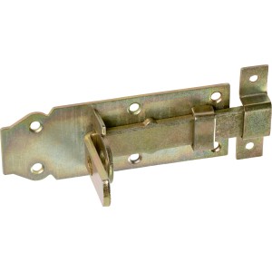 Żółty ocynkowany zasuwa do drzwi, 120x50mm, do zamykania drzwi i bram.