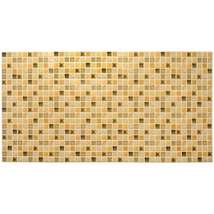 Panel ścienny t.b.t. z kwadratowym wzorem mozaiki w odcieniach beżu i brązu.