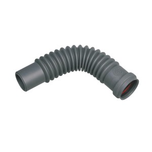 Szara rura odpływowa HT, elastyczna i zagięta.