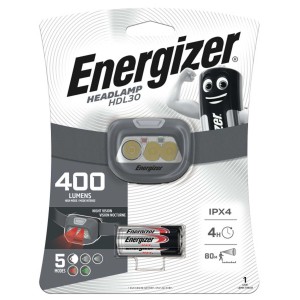 Latarka czołowa Energizer HDL30, 400 lumenów, z bateriami. Idealna do aktywności na zewnątrz.
