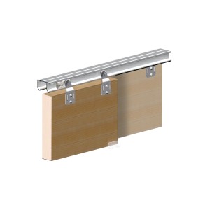 Szyna do drzwi przesuwnych t.b.t. wykonana z metalu do drzwi drewnianych.