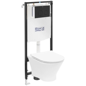 Zestaw WC wiszącego ze spłuczką i przyciskiem, kompletny zestaw do nowoczesnych łazienek.