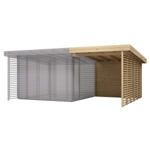 t.b.t. Drewniany dom/domek ogrodowy ze ścianą z listew. Idealny do ogrodu i rekreacji.