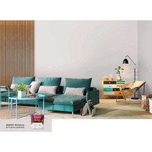 Pokój dzienny z farbą Magnat, kolorowe farby do ścian dla stylowego otoczenia.