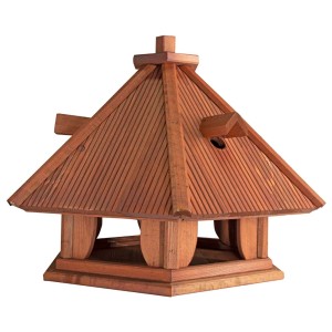 Drewniany karmnik dla ptaków w stylu pagody do ogrodu.