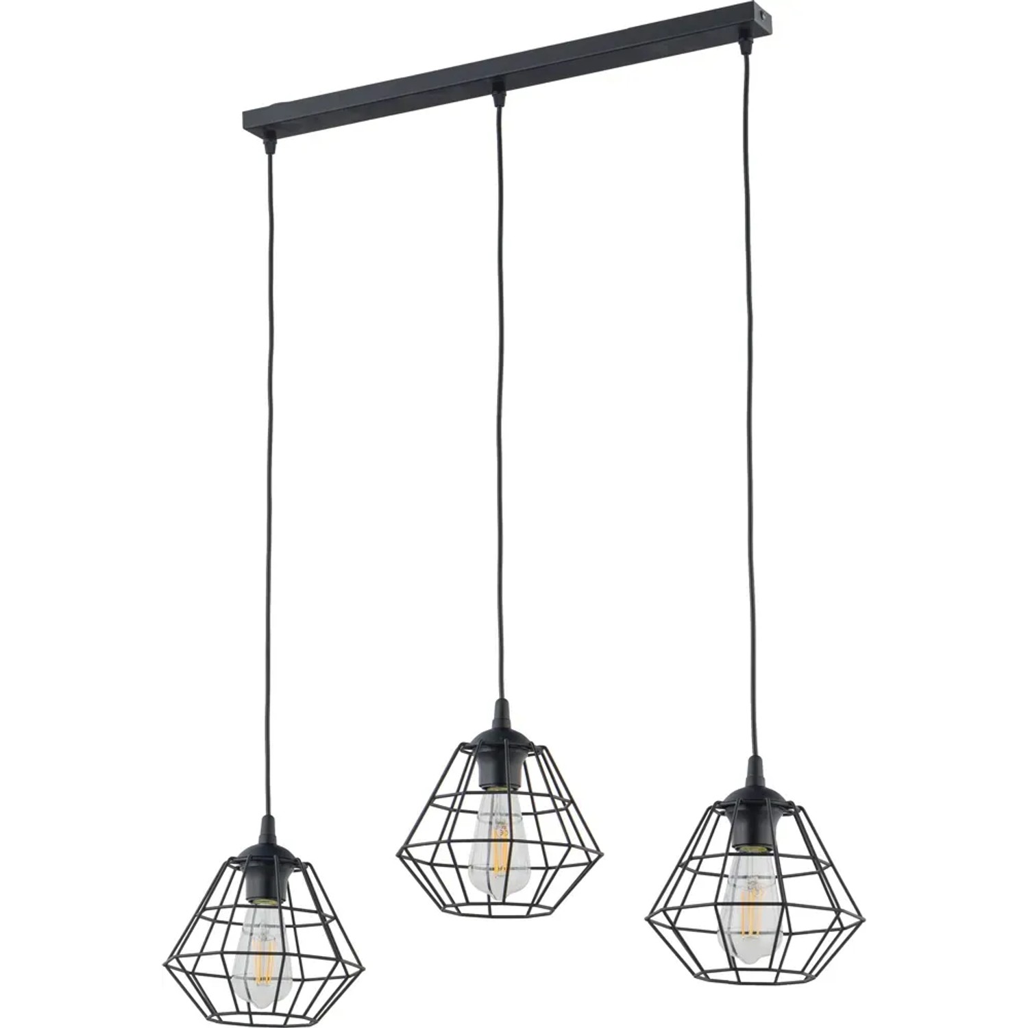 TK Lighting Lampa wisząca DIAMOND NEW listwa czarna 3xE27
