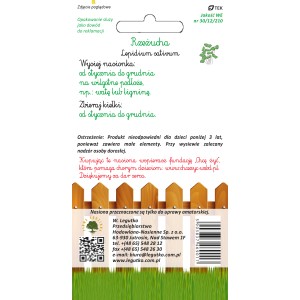 Opakowanie nasion rzeżuchy t.b.t. do uprawy w ogrodzie.
