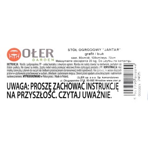 Stół ogrodowy JANTAR owalny grafit/buk