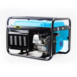 Niebiesko-czarny agregat prądotwórczy z ramą ochronną.