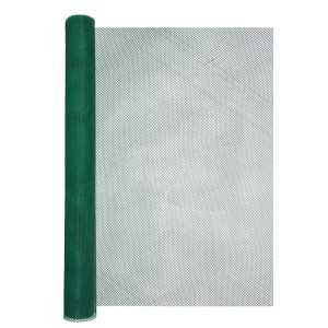 Zielona, zwinięta siatka druciana do ogrodu.