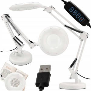 DPM Lampka biurkowa LED z lupą 8W 2700-6000K 450lm biała