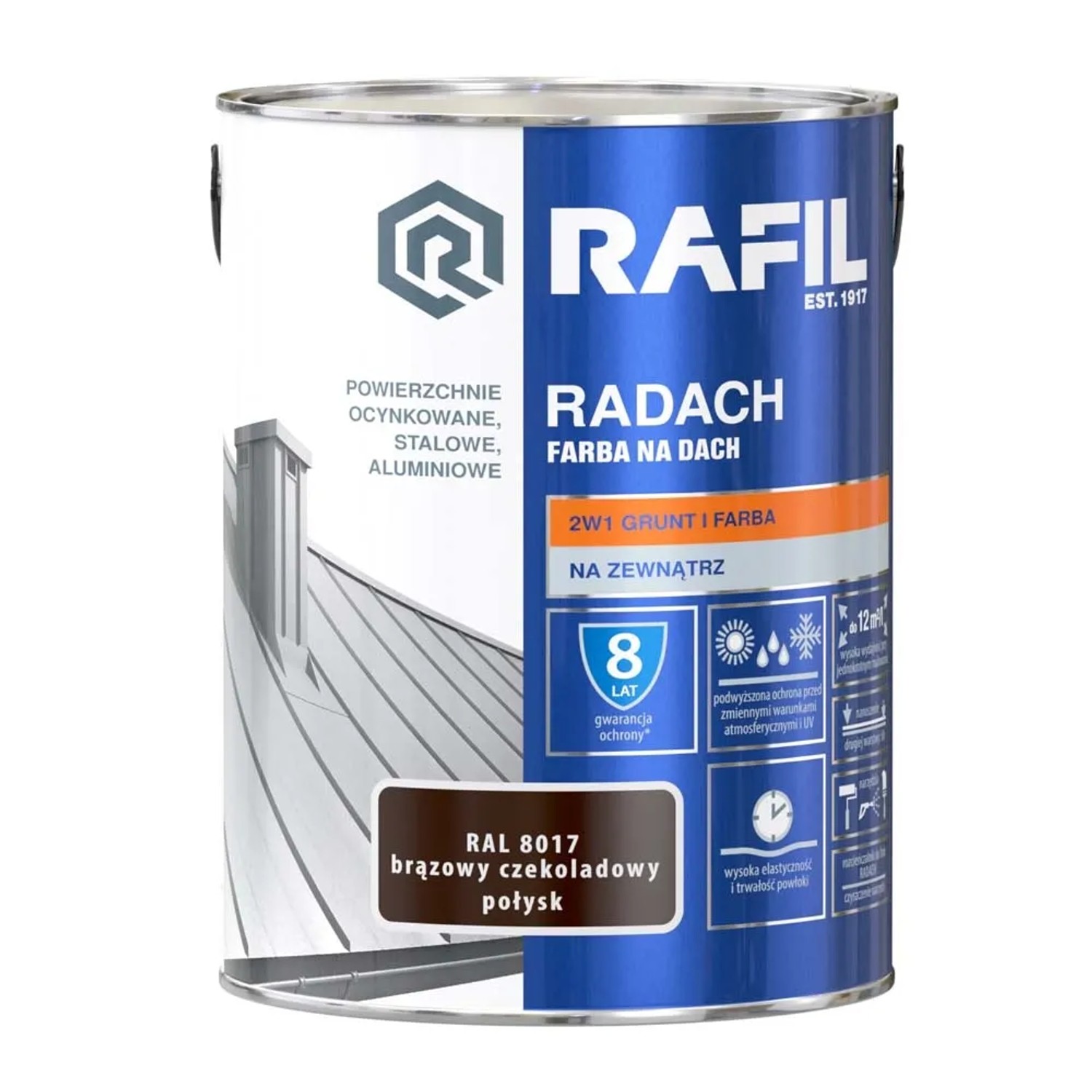 Farba Radach na dach brąz czekoladowy RAL8017 5L