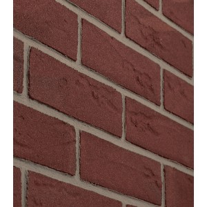 Zbliżenie na czerwone płytki klinkierowe t.b.t. z szarą fugą.