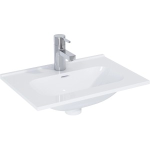 Biała ceramiczna umywalka wpuszczana Maximus Street, szerokość 50 cm, z baterią.