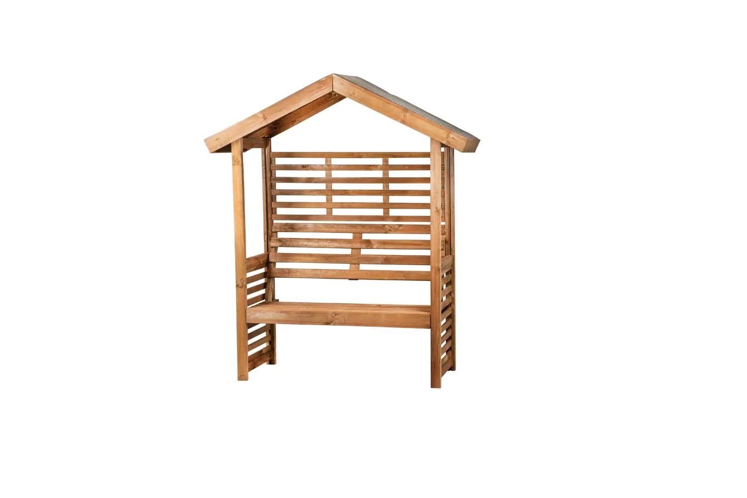 Pergola z ławką Aston impregnowana brąz - 128 x 66 x 190 cm