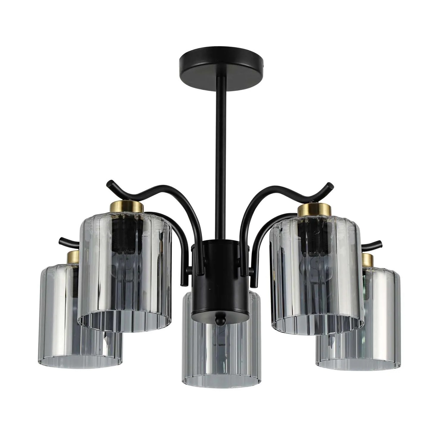 Candellux Lampa wisząca VISTO czarna 5xE27 40W klosz dymiony