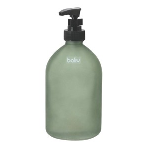 Zielony dozownik mydła t.b.t. do łazienki.